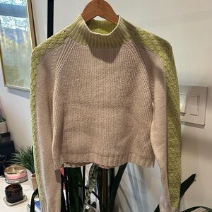 Stylish Cream and Green Women's Sweater